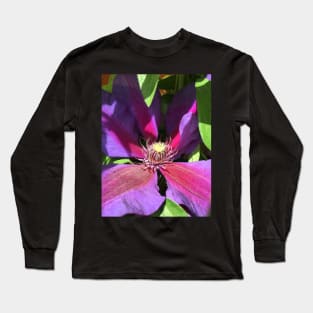 Stunning Purple Climbing Clematis Blooming Flower Power! Long Sleeve T-Shirt